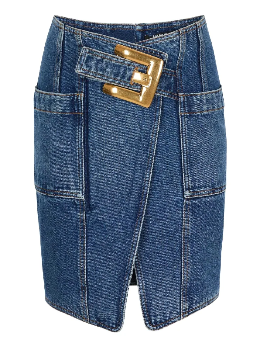 Short denim skirt with belt Short denim skirt with belt