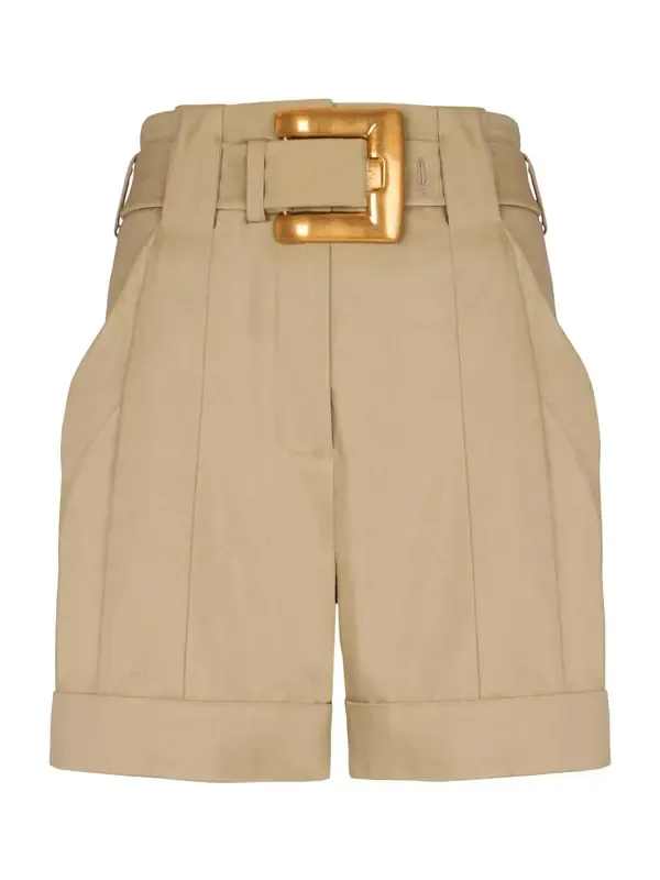Cotton gabardine shorts with belt Cotton gabardine shorts with belt