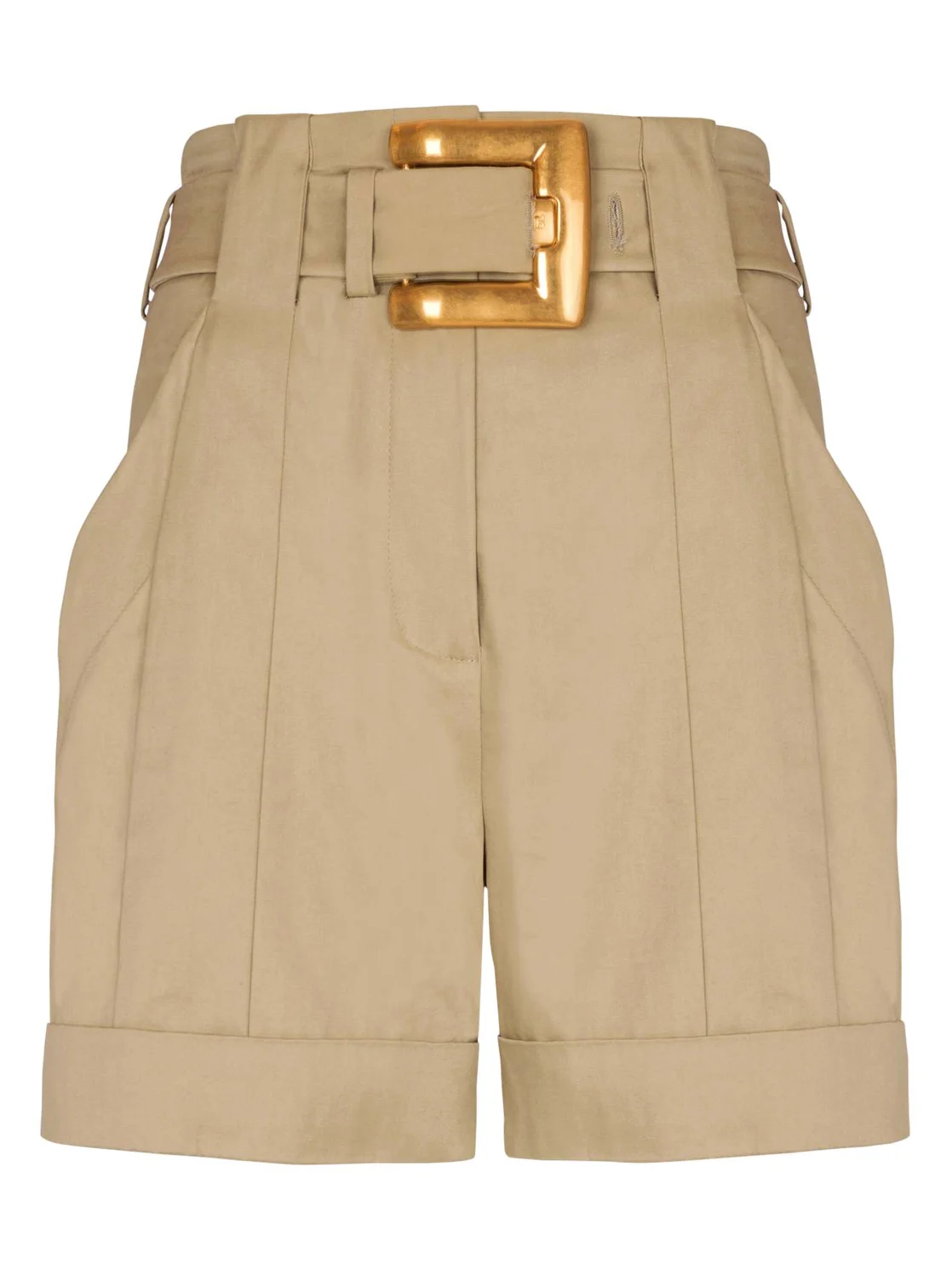 Cotton gabardine shorts with belt Cotton gabardine shorts with belt