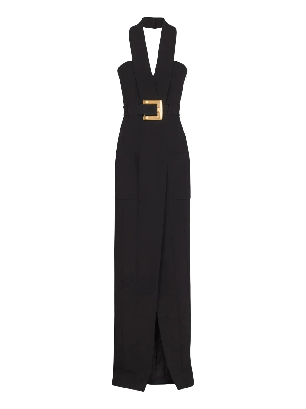 Long crepe dress with belt Long crepe dress with belt