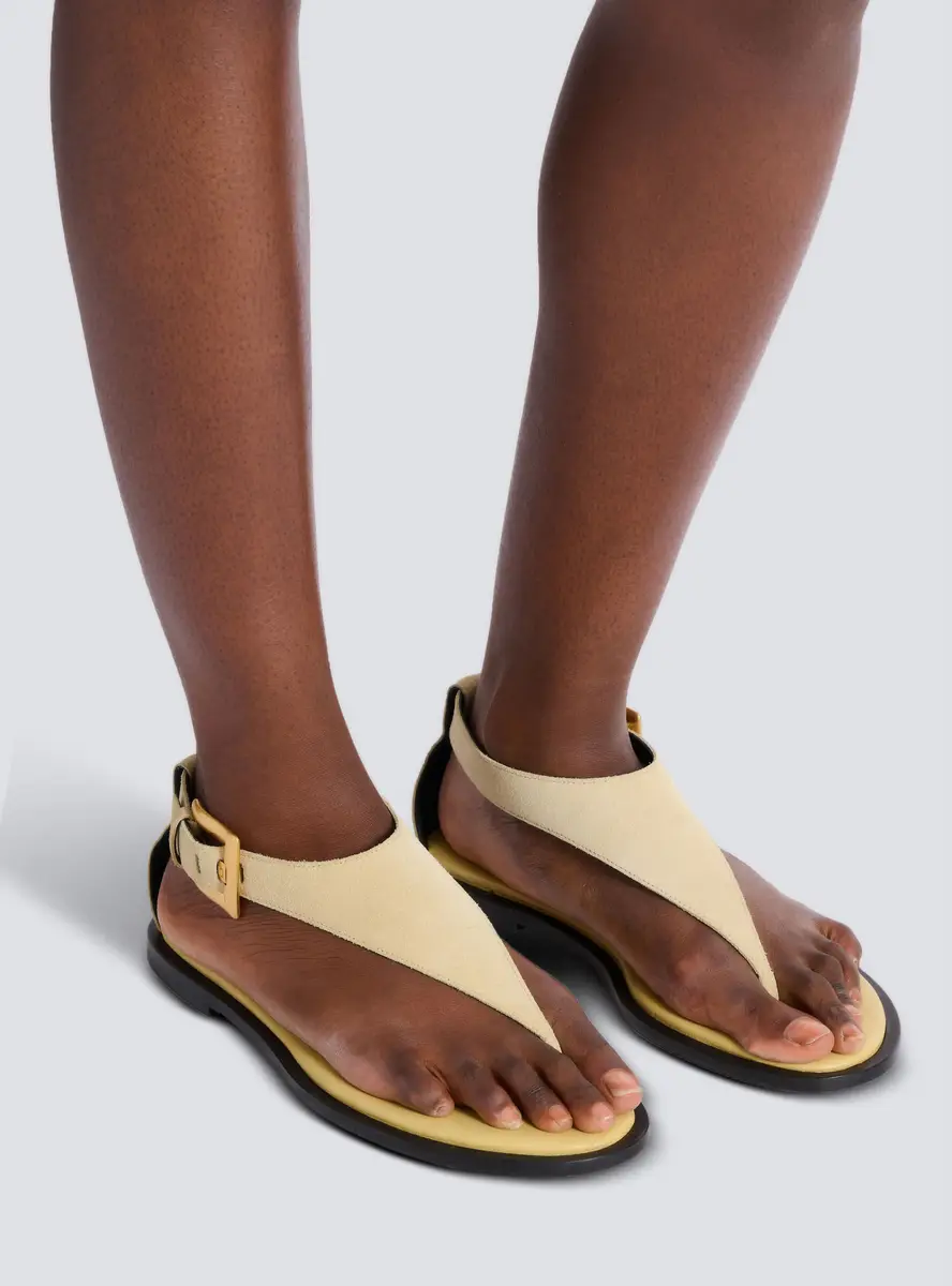 Balmain Anthem flat toe-post sandals in suede | Thumbnail 2
