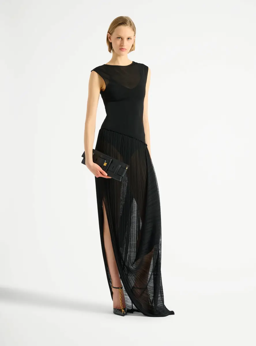 Balmain Long draped viscose dress | Thumbnail 2 Balmain Long draped viscose dress | Thumbnail 2