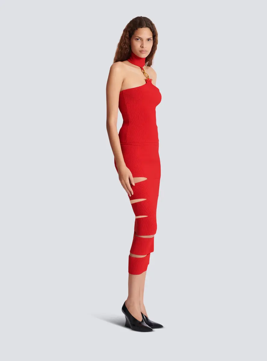 Balmain Long knit skirt with cut-outs | Thumbnail 3 Balmain Long knit skirt with cut-outs | Thumbnail 3