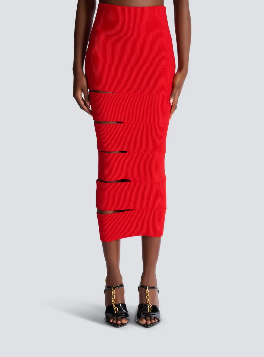 Balmain Long knit skirt with cut-outs | Thumbnail 6 Balmain Long knit skirt with cut-outs | Thumbnail 6