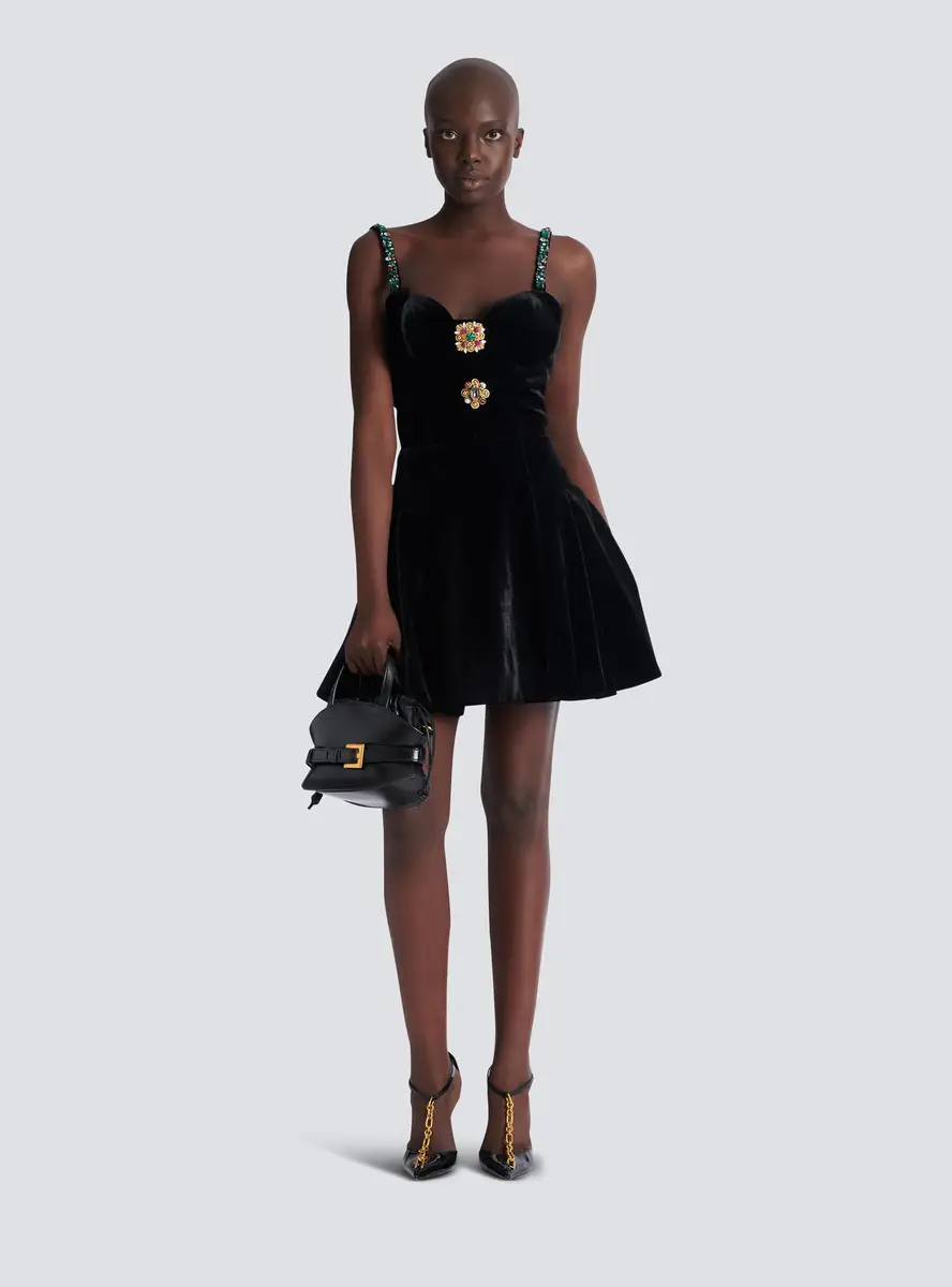 Balmain Embellished strappy velvet dress | Thumbnail 2 Balmain Embellished strappy velvet dress | Thumbnail 2