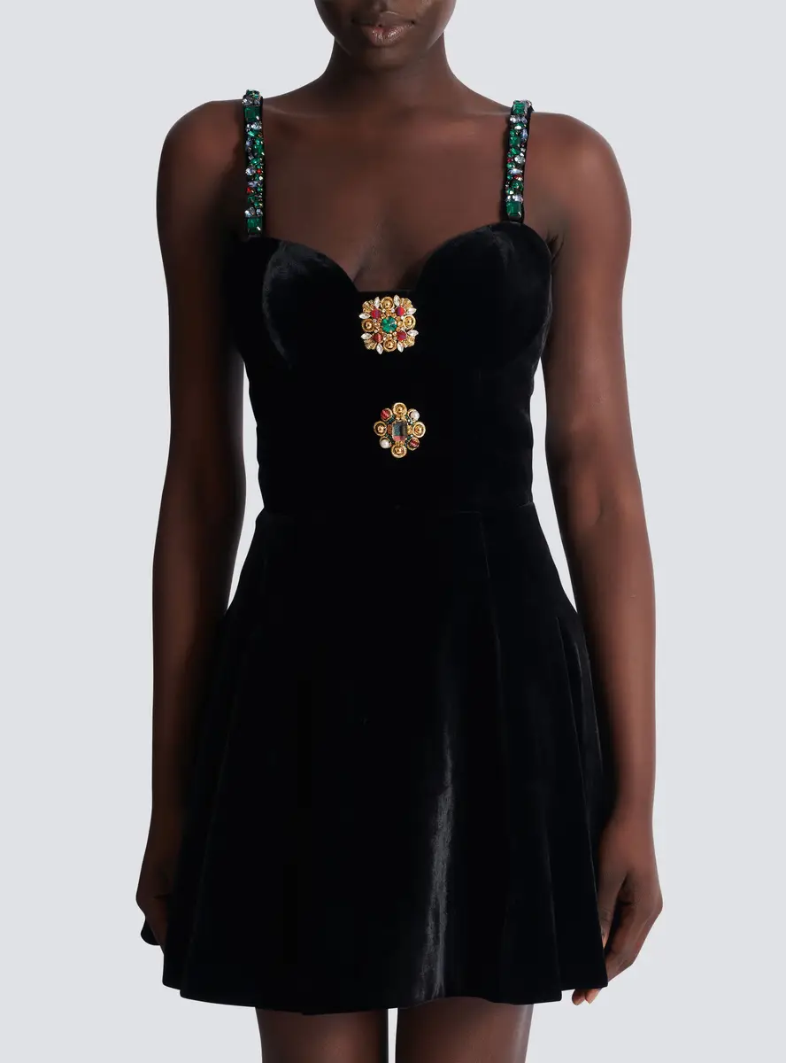 Balmain Embellished strappy velvet dress | Thumbnail 8 Balmain Embellished strappy velvet dress | Thumbnail 8