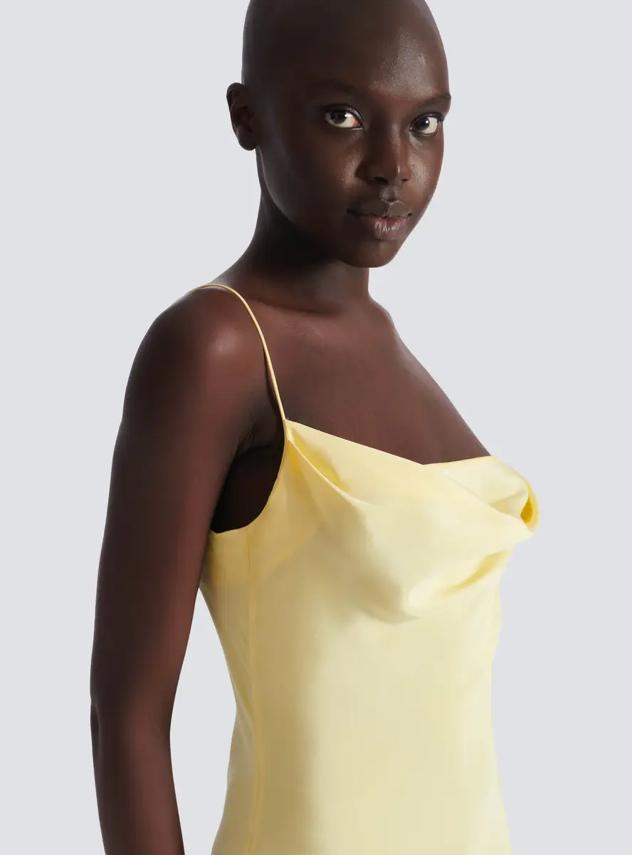 Balmain Long strappy dress in silk satin | Thumbnail 6