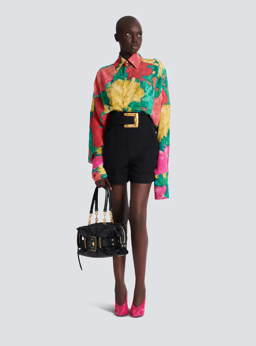 Balmain Crepe shirt dress with roses print | Thumbnail 2 Balmain Crepe shirt dress with roses print | Thumbnail 2