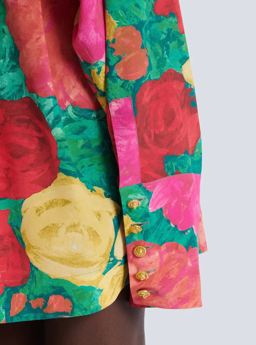 Balmain Crepe shirt dress with roses print | Thumbnail 5 Balmain Crepe shirt dress with roses print | Thumbnail 5