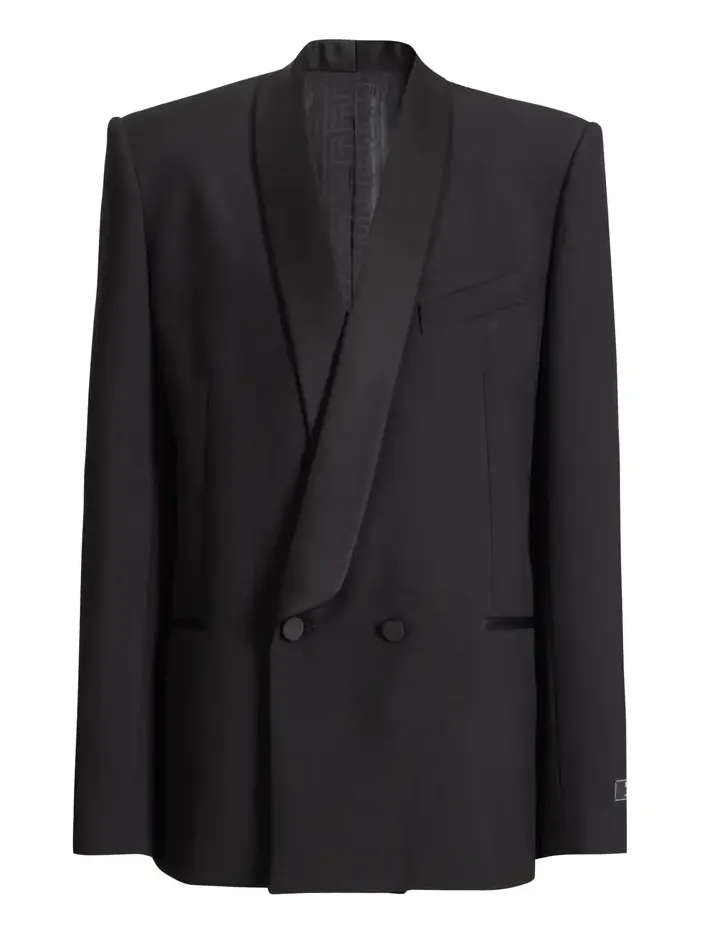 2-button jacket in wool and satin 2-button jacket in wool and satin