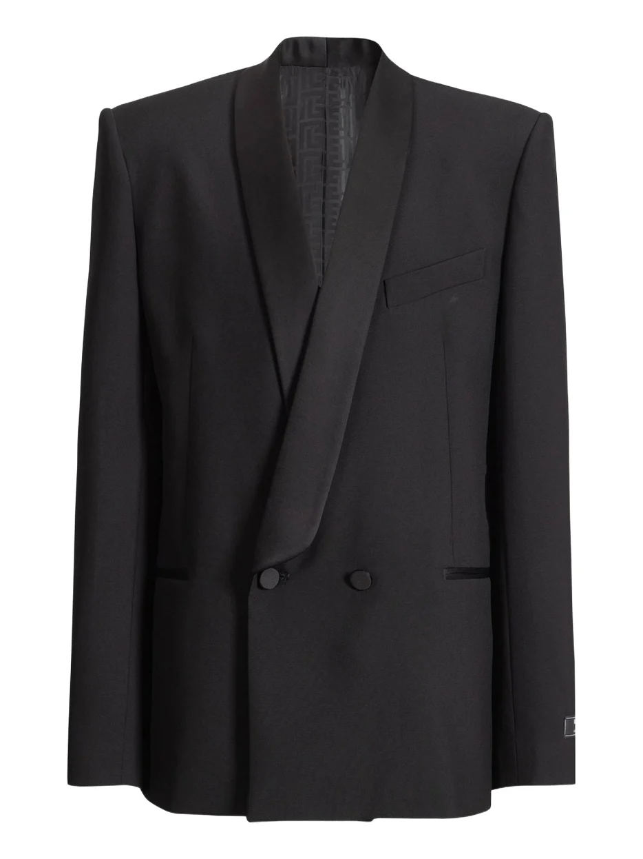 Balmain 2-button jacket in wool and satin