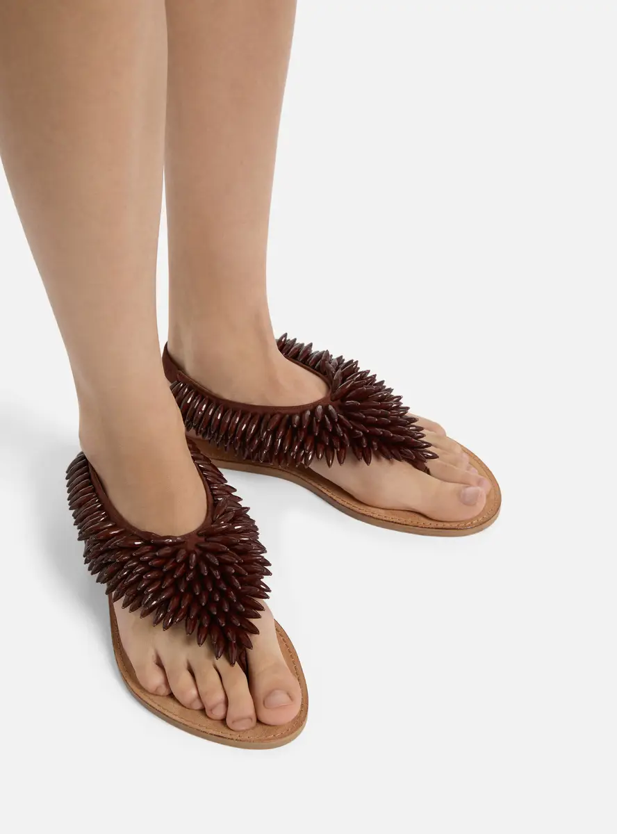 Balmain Flat sandals in suede and beads | Thumbnail 2