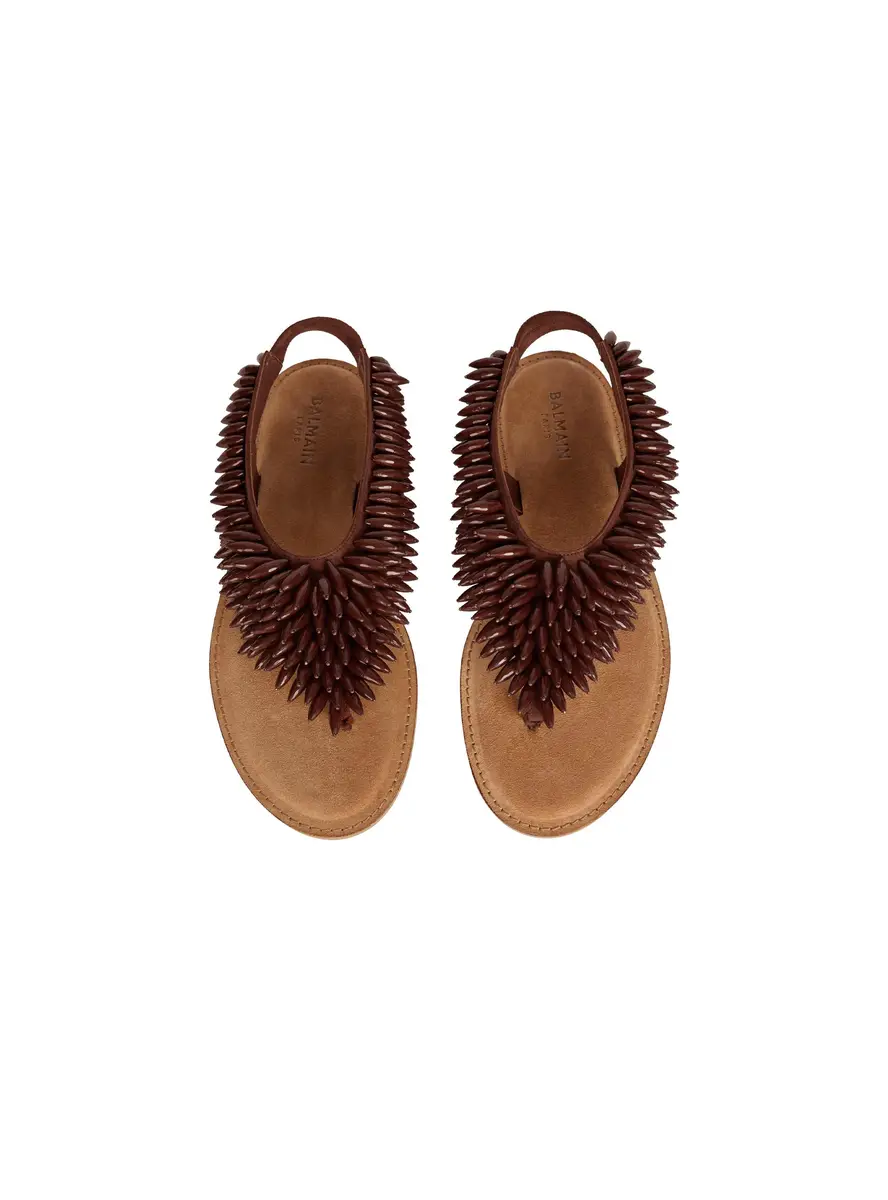 Balmain Flat sandals in suede and beads | Thumbnail 6