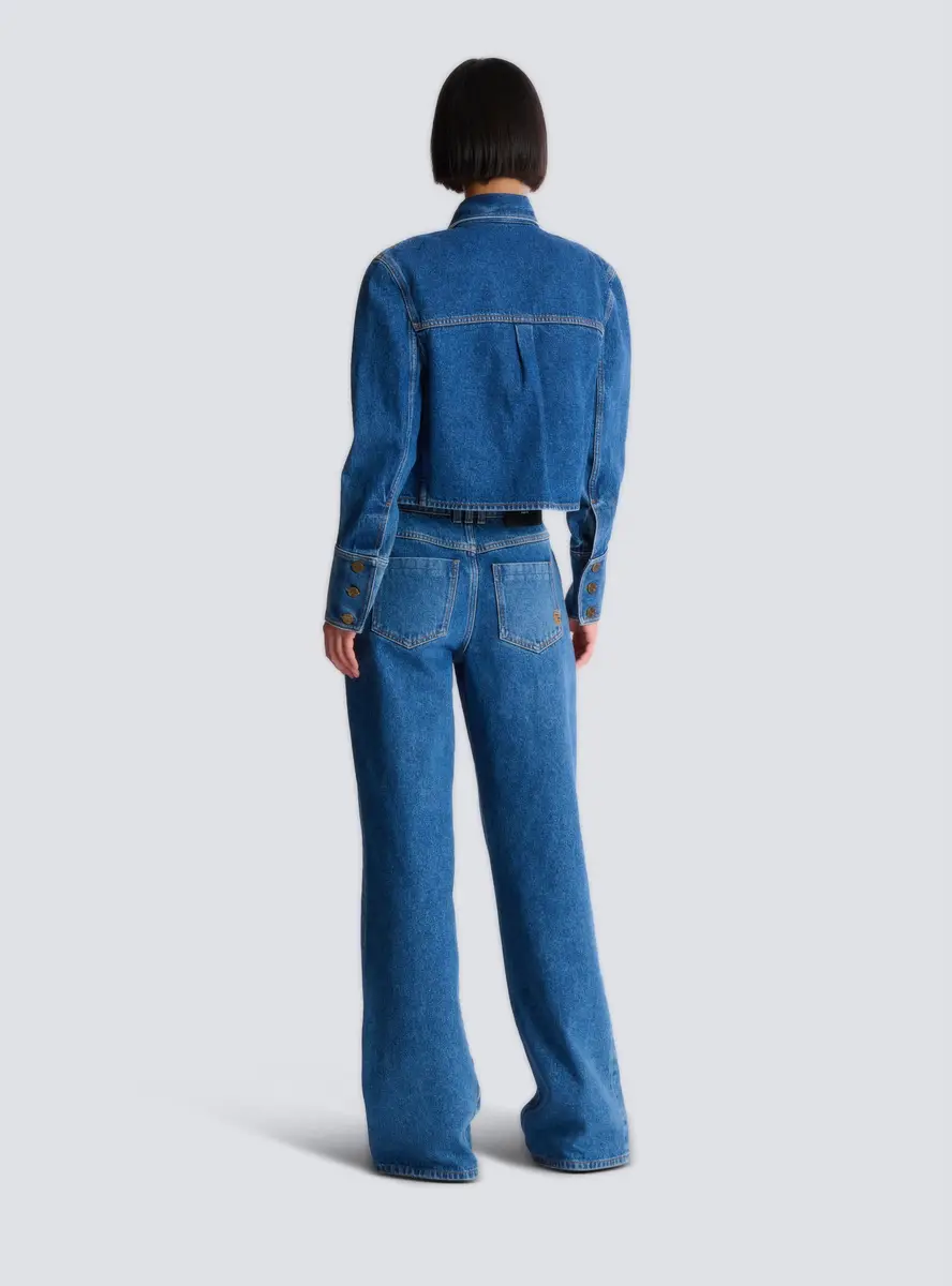 Balmain Cropped faded denim jacket | Thumbnail 4 Balmain Cropped faded denim jacket | Thumbnail 4