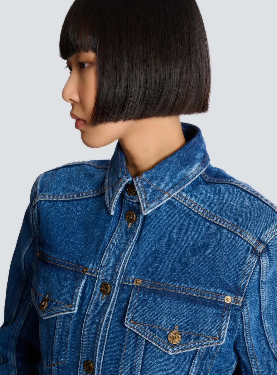 Balmain Cropped faded denim jacket | Thumbnail 5 Balmain Cropped faded denim jacket | Thumbnail 5