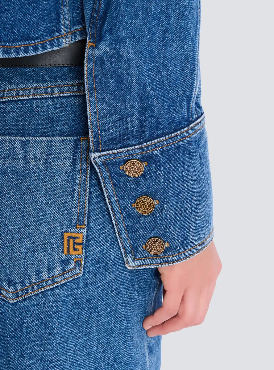 Balmain Cropped faded denim jacket | Thumbnail 6 Balmain Cropped faded denim jacket | Thumbnail 6