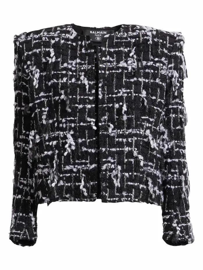 Cropped jacket in fringed tweed Cropped jacket in fringed tweed