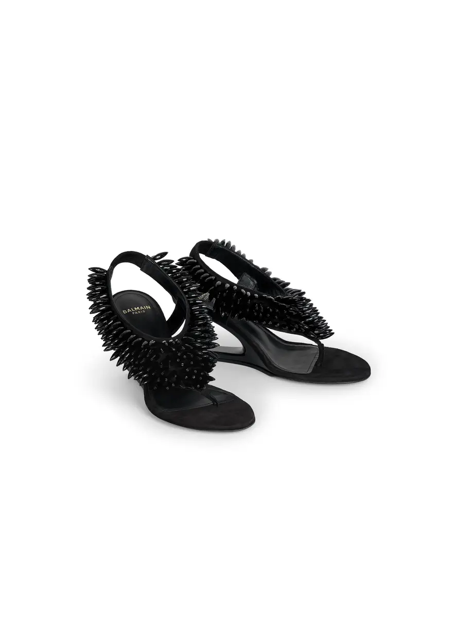 Balmain No Wedge beaded suede sandals | Thumbnail 3 Balmain No Wedge beaded suede sandals | Thumbnail 3