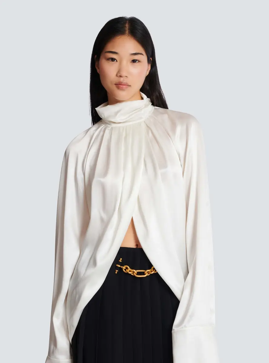 Balmain Draped silk blouse | Thumbnail 5 Balmain Draped silk blouse | Thumbnail 5