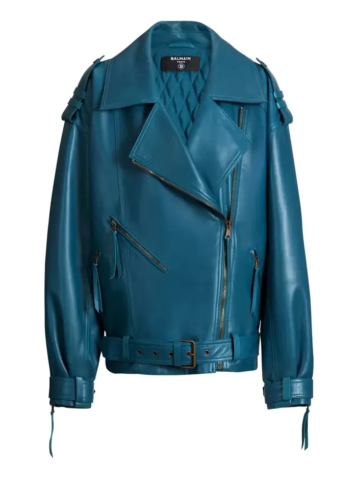 Balmain Lambskin leather biker jacket