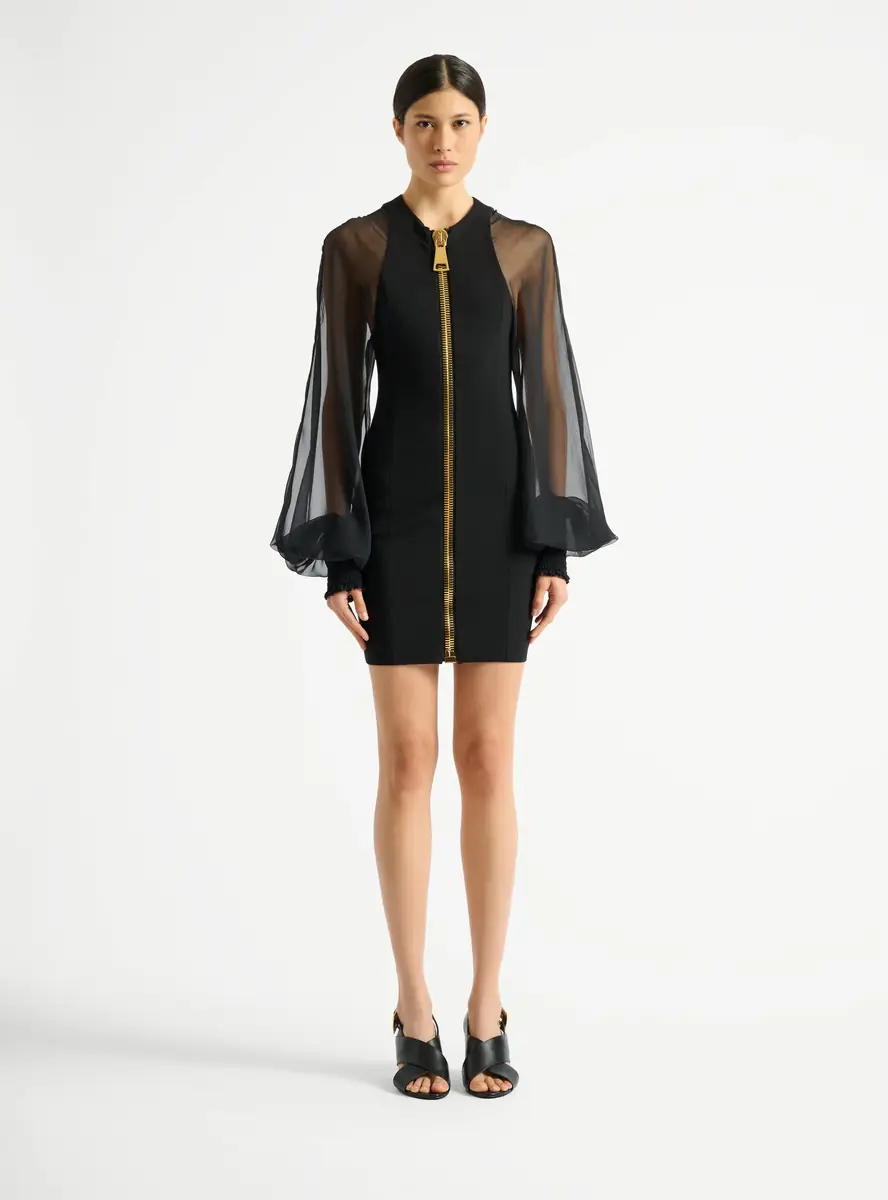 Balmain Short jersey and muslin dress | Thumbnail 2 Balmain Short jersey and muslin dress | Thumbnail 2