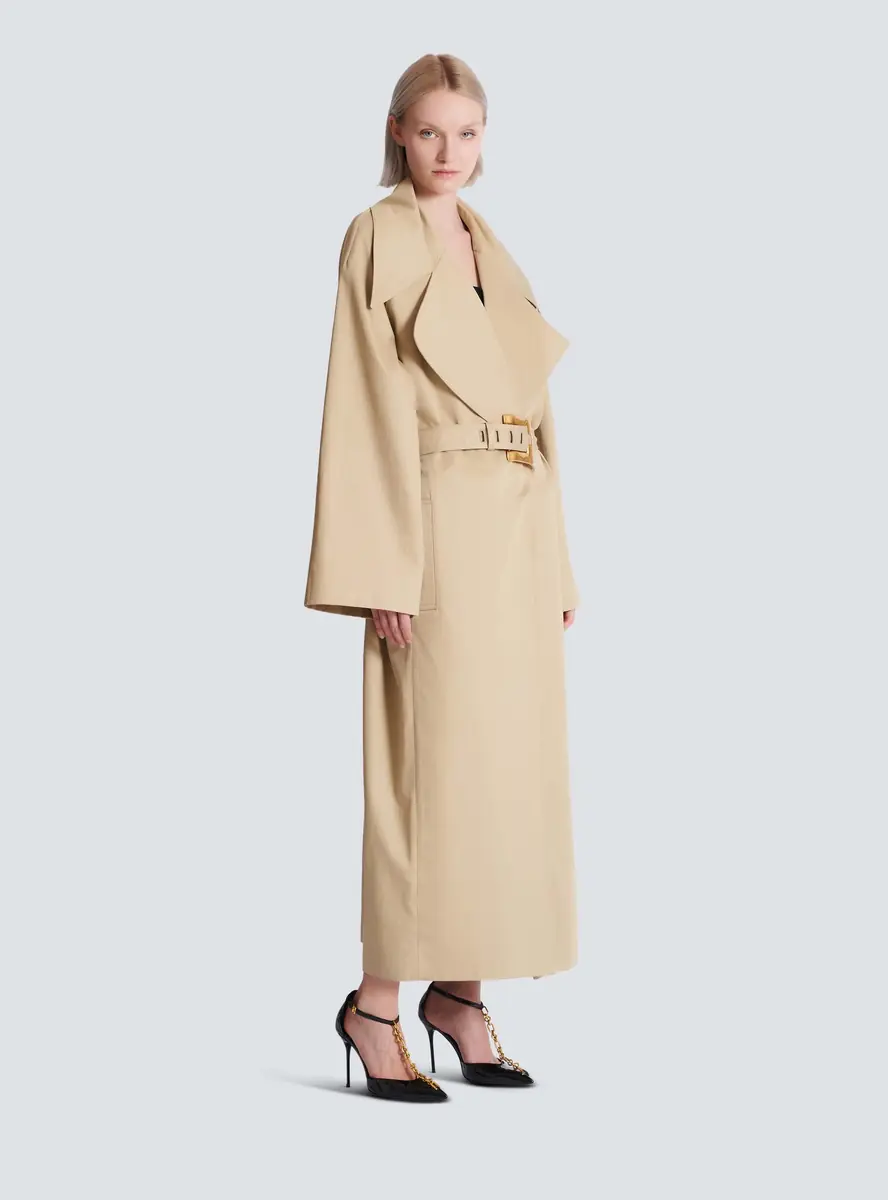 Balmain Long cotton gabardine trench coat | Thumbnail 3 Balmain Long cotton gabardine trench coat | Thumbnail 3