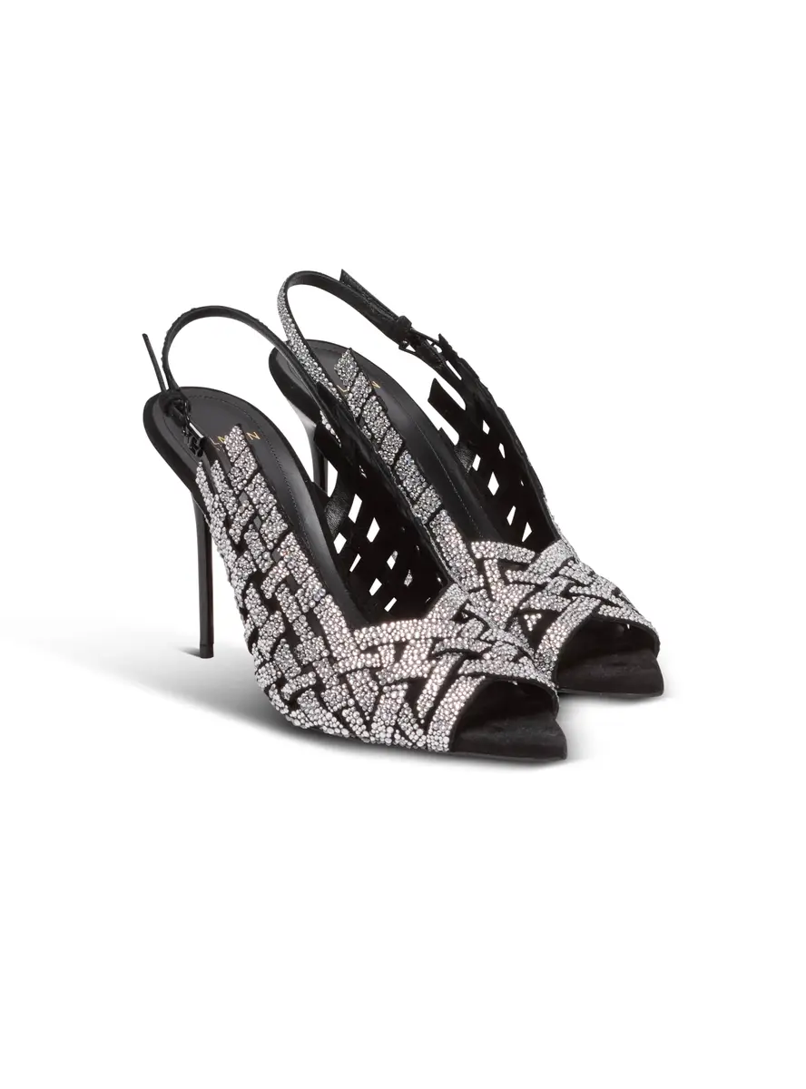 Balmain Fringed suede and rhinestone sandals | Thumbnail 2