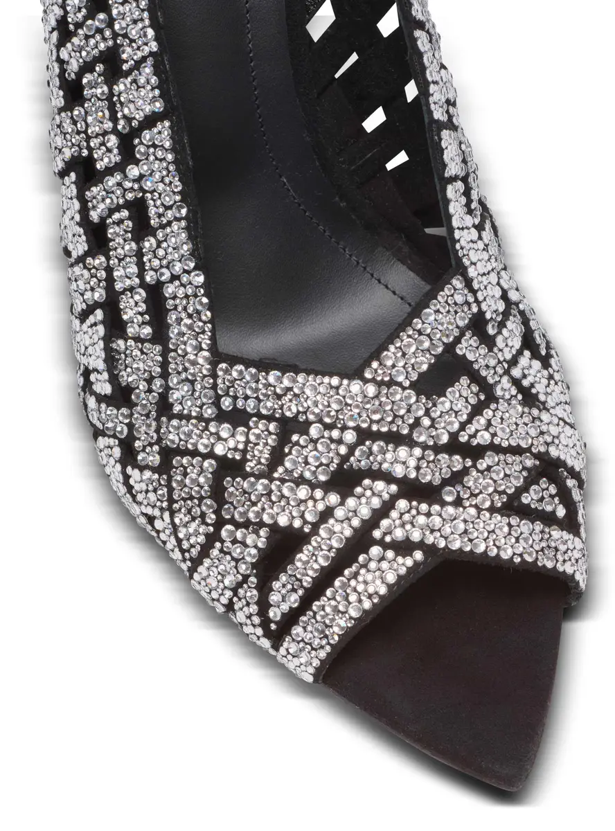 Balmain Fringed suede and rhinestone sandals | Thumbnail 5