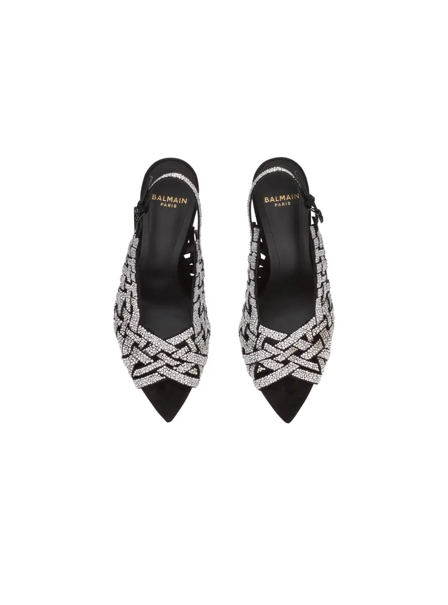Balmain Fringed suede and rhinestone sandals | Thumbnail 6
