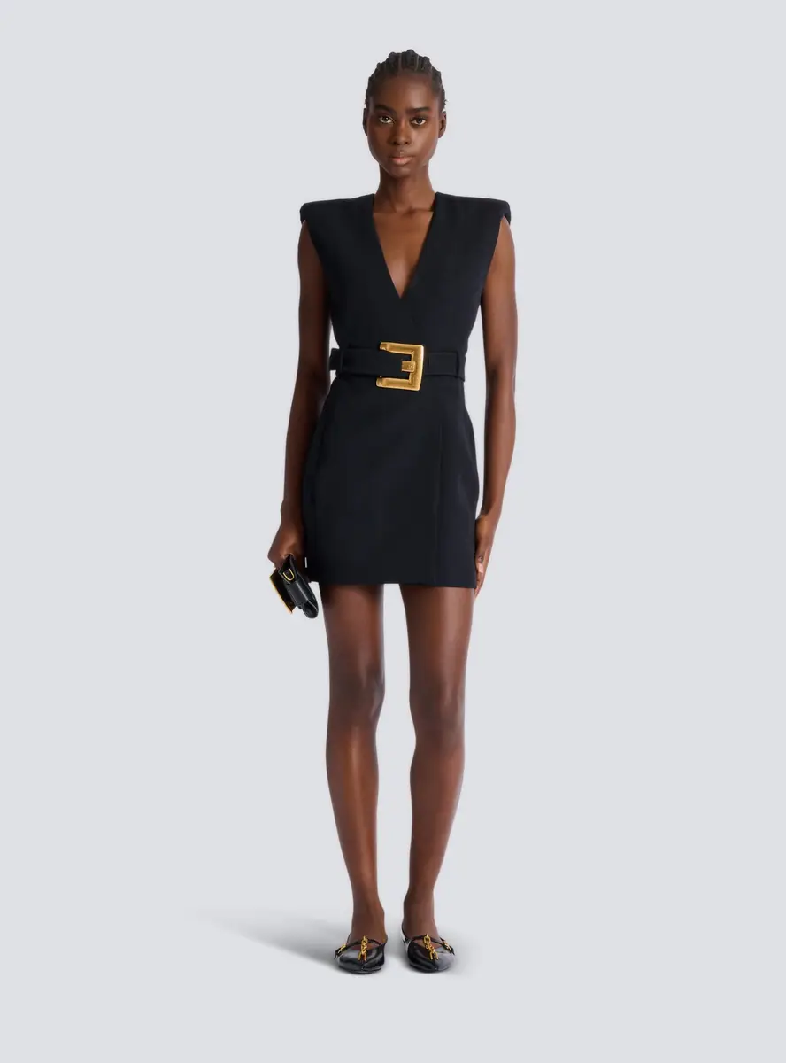 Balmain Short belted grain de poudre dress | Thumbnail 2 Balmain Short belted grain de poudre dress | Thumbnail 2