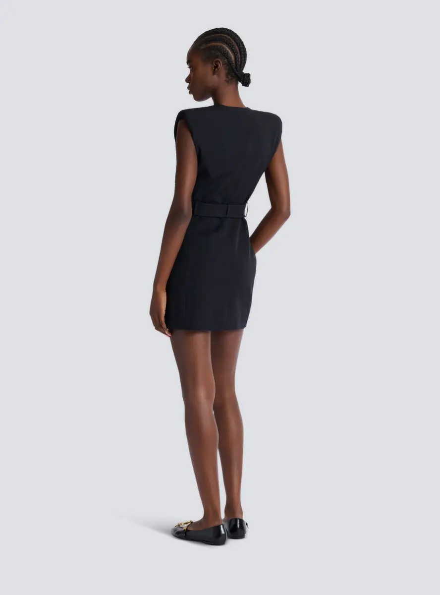 Balmain Short belted grain de poudre dress | Thumbnail 4 Balmain Short belted grain de poudre dress | Thumbnail 4