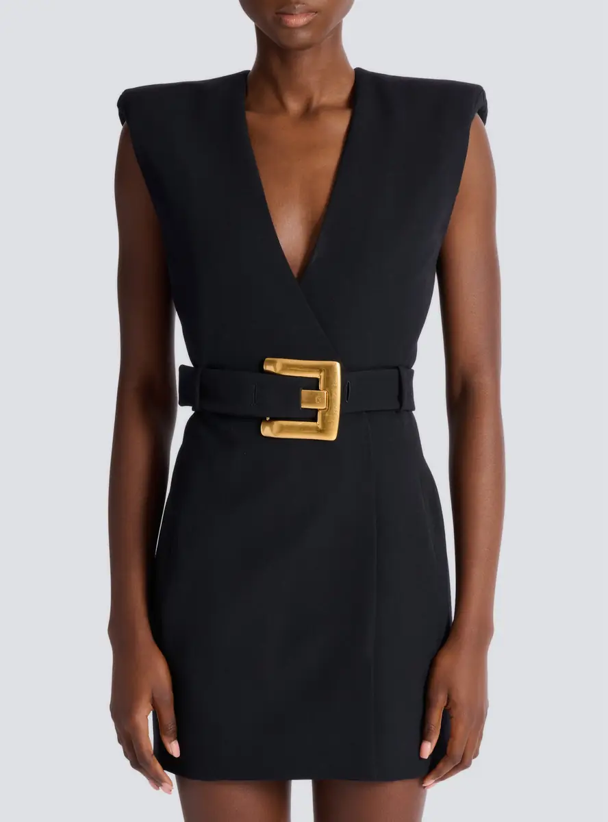 Balmain Short belted grain de poudre dress | Thumbnail 7 Balmain Short belted grain de poudre dress | Thumbnail 7