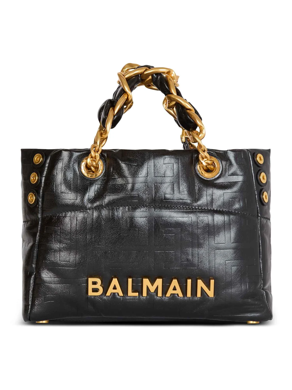 Balmain Small 1945 Soft tote bag in crackled calfskin
