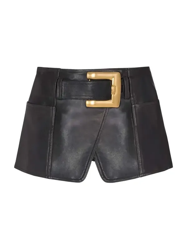 Belted Leather Mini Skirt Belted Leather Mini Skirt