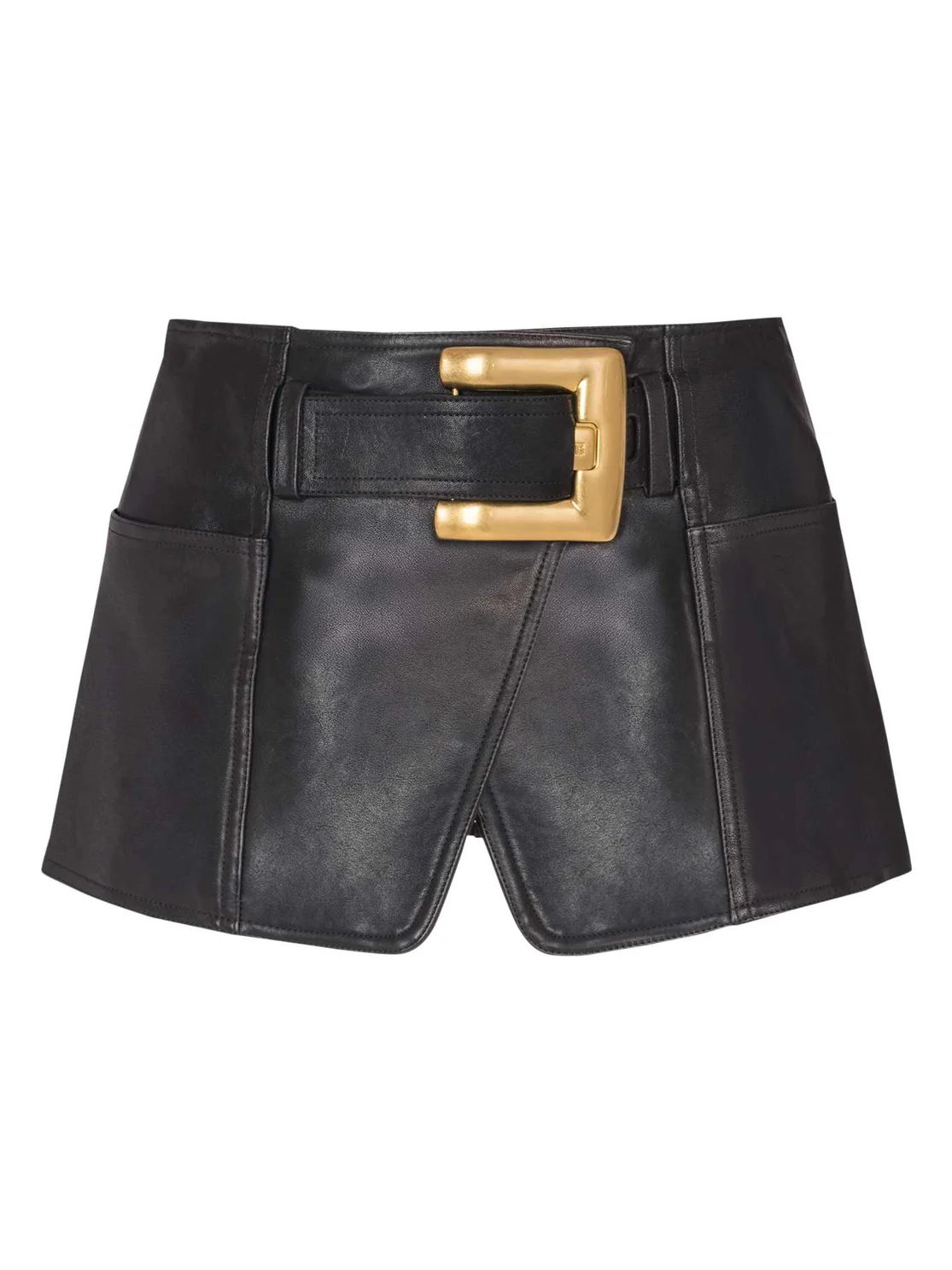 Belted Leather Mini Skirt