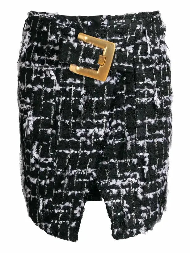 Belted fringed tweed skirt Belted fringed tweed skirt