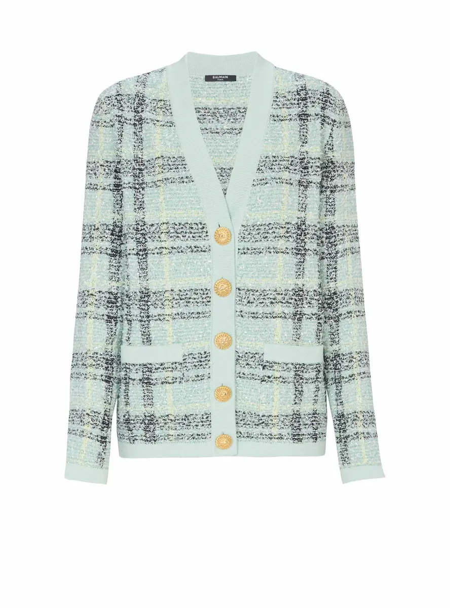 Balmain Loose glitter tweed cardigan