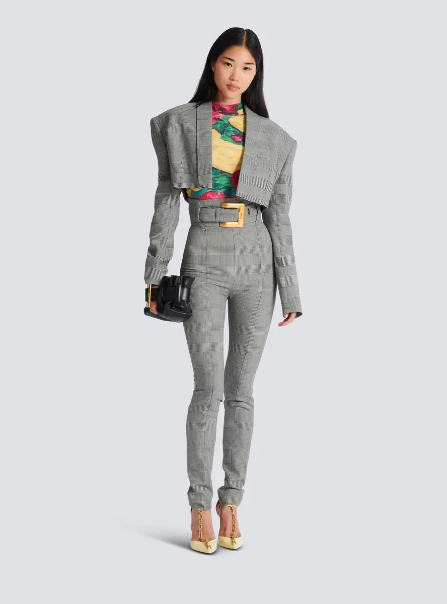 Balmain Cropped jacket in Prince of Wales jacquard | Thumbnail 2 Balmain Cropped jacket in Prince of Wales jacquard | Thumbnail 2