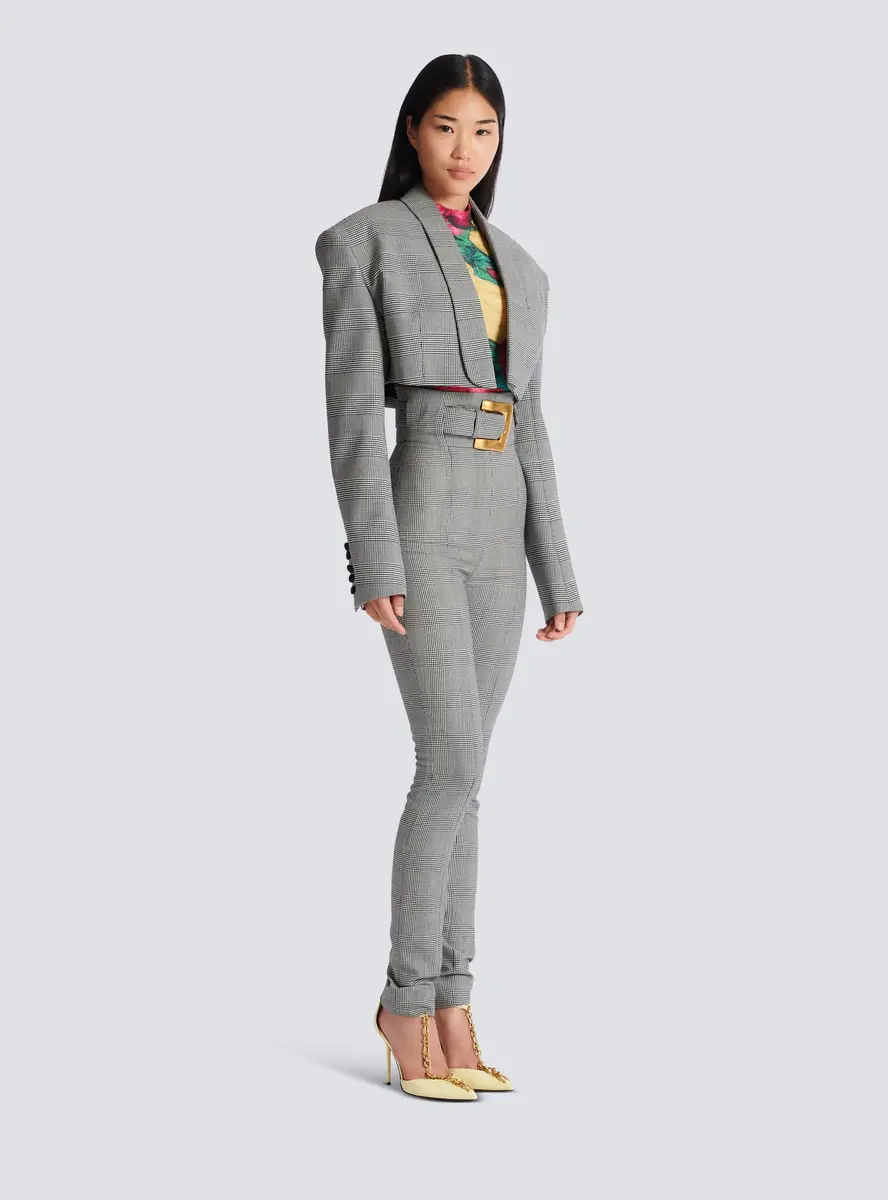 Balmain Cropped jacket in Prince of Wales jacquard | Thumbnail 3 Balmain Cropped jacket in Prince of Wales jacquard | Thumbnail 3