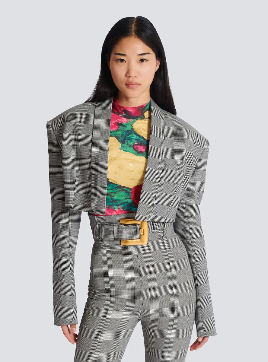 Balmain Cropped jacket in Prince of Wales jacquard | Thumbnail 5 Balmain Cropped jacket in Prince of Wales jacquard | Thumbnail 5