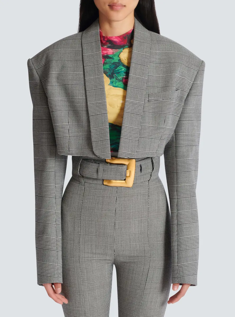 Balmain Cropped jacket in Prince of Wales jacquard | Thumbnail 8 Balmain Cropped jacket in Prince of Wales jacquard | Thumbnail 8