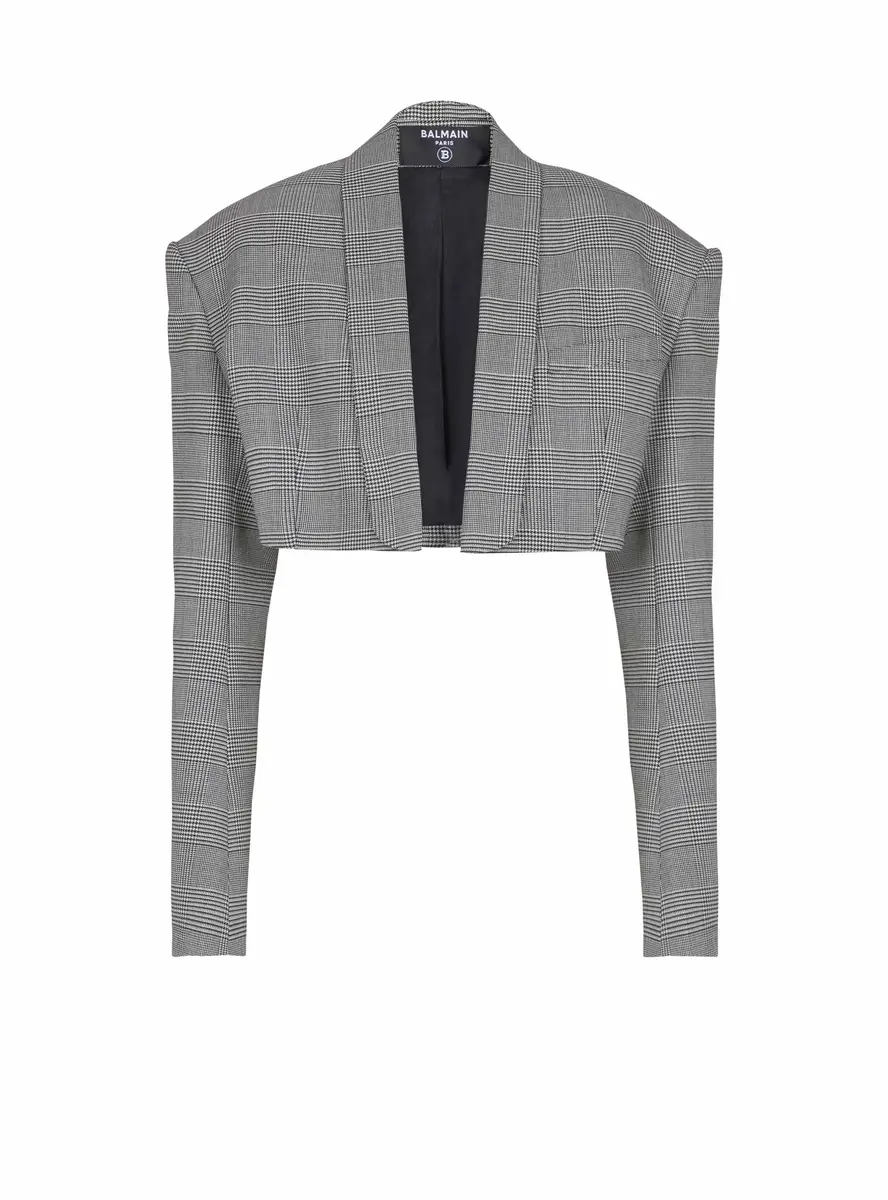 Balmain Cropped jacket in Prince of Wales jacquard