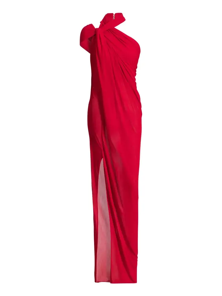 Long draped jersey dress