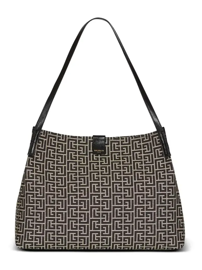 Medium Release Shopper bag in monogram jacquard and calfskin leather
