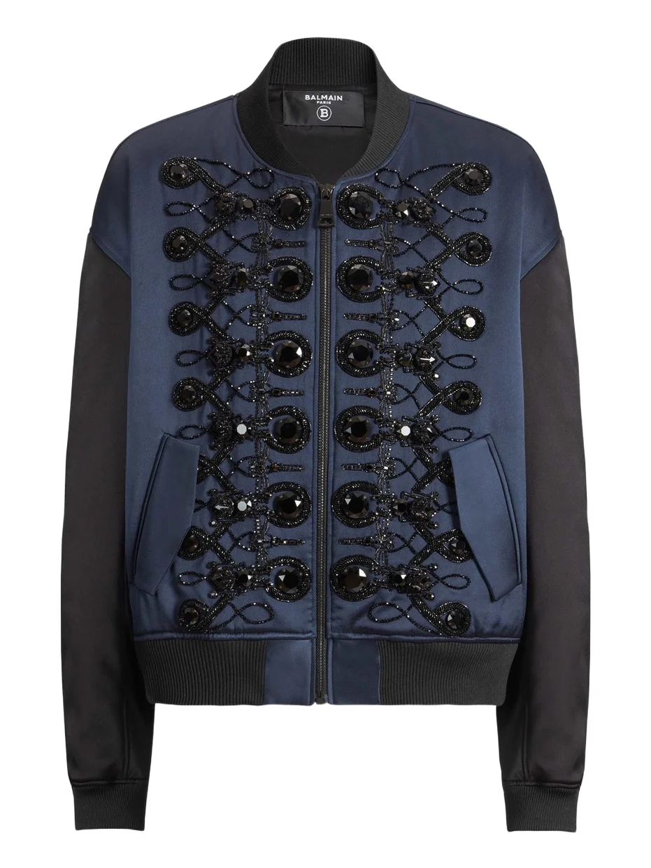 Balmain Satin bomber jacket with frogging