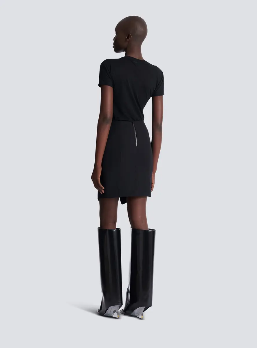 Balmain Short grain de poudre skirt with belt | Thumbnail 4