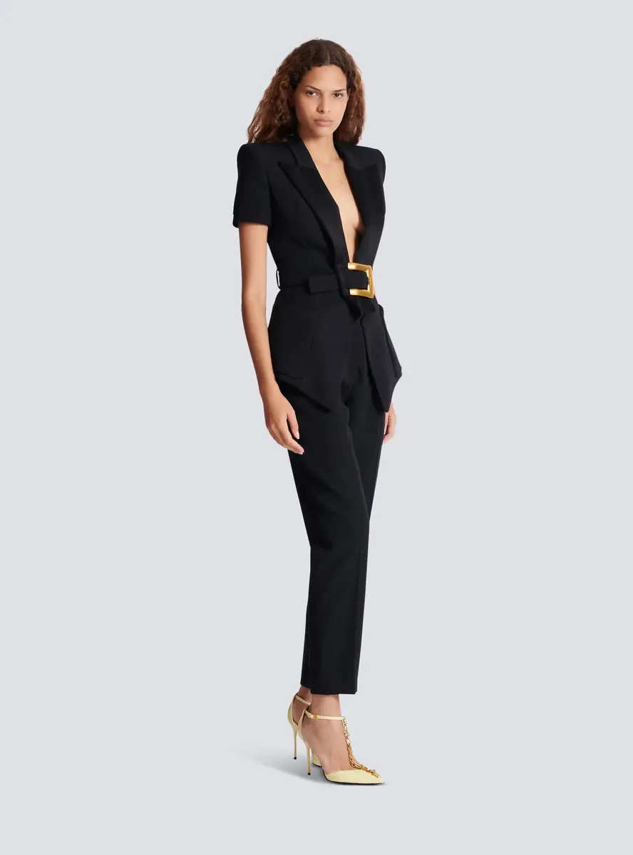 Balmain Grain de poudre jacket with belt detail | Thumbnail 3