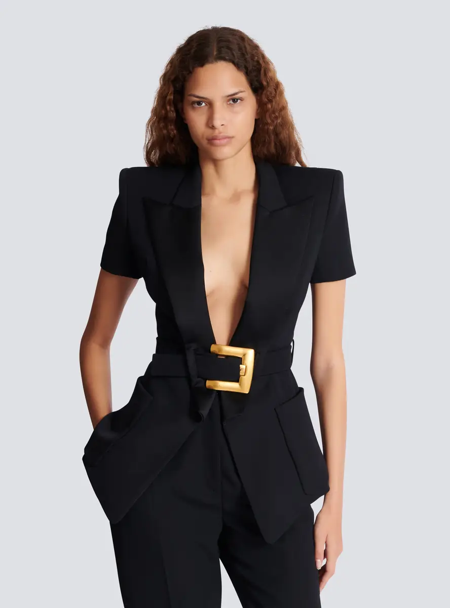 Balmain Grain de poudre jacket with belt detail | Thumbnail 5