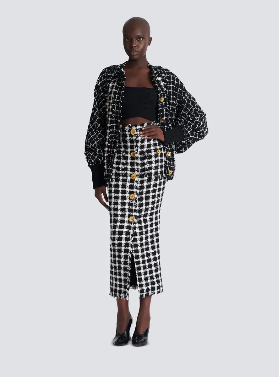 Balmain Long gingham tweed skirt | Thumbnail 2 Balmain Long gingham tweed skirt | Thumbnail 2