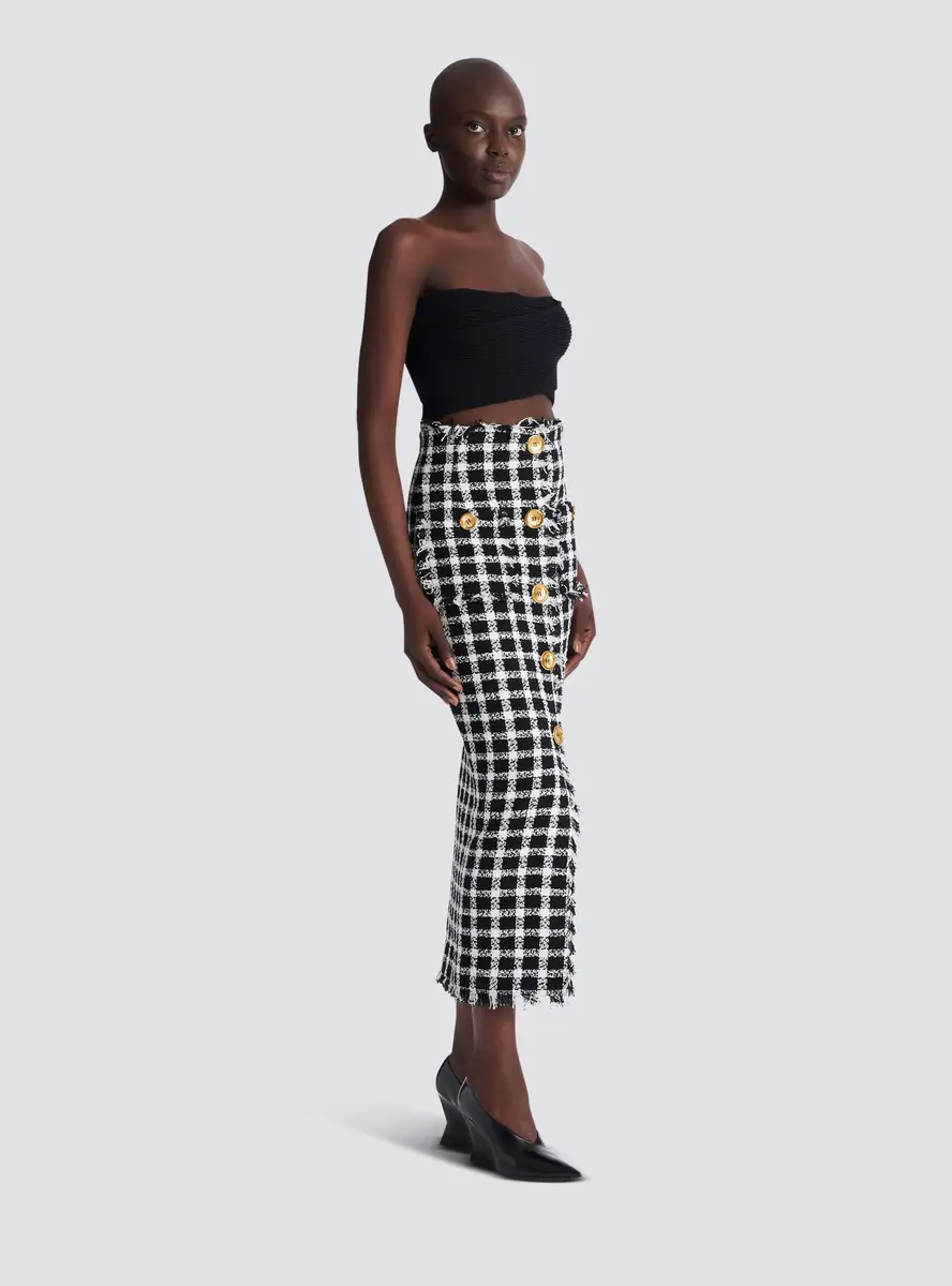 Balmain Long gingham tweed skirt | Thumbnail 3 Balmain Long gingham tweed skirt | Thumbnail 3